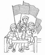 Coloring July 4th Pages Parade Kids Watching sketch template
