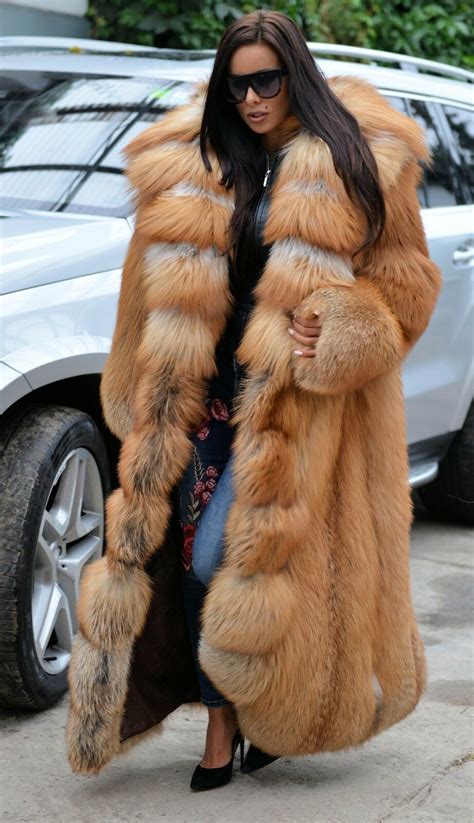 new gold royal fox fur long coat hood class chinchilla sable mink