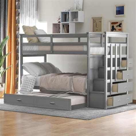 question  harper bright designs gray twin  twin wood bunk bed  trundle