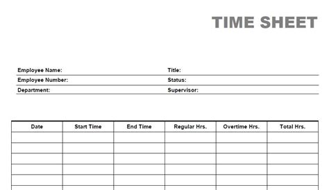 blank time sheet form printable blank time sheet form