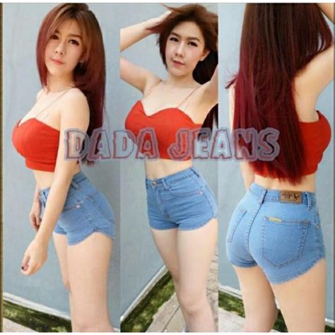 Jual Hotpants Import Bangkok Celana Pendek Wanita Highwaist Jeans