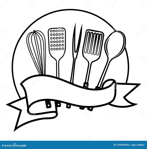 emblem voor het restaurant zwarte en witte vectorillustratie voor workshop master logo voor de