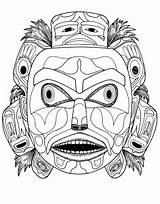 Coloring American Native Northwest Tlingit Spirit Bear Mask Pages Coastal Thunderbird People Indian sketch template