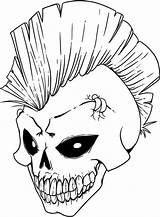 Coloring Skull Mohawk Halloween Evil Printable Entertainmentmesh Smile Big sketch template