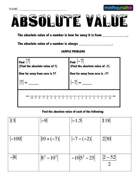 absolute  equations worksheet  worksheet source