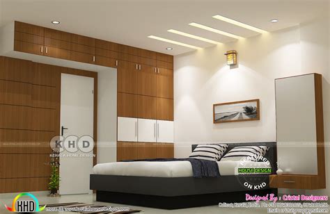 master bedroom living kitchen interior kerala home design  floor plans