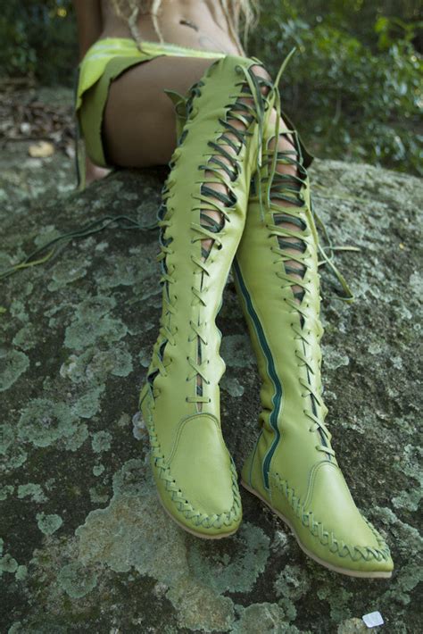 leather boots lime green knee high leather boots gipsy dharma