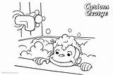 Bath Take Coloring Pages Curious George Printable Kids sketch template