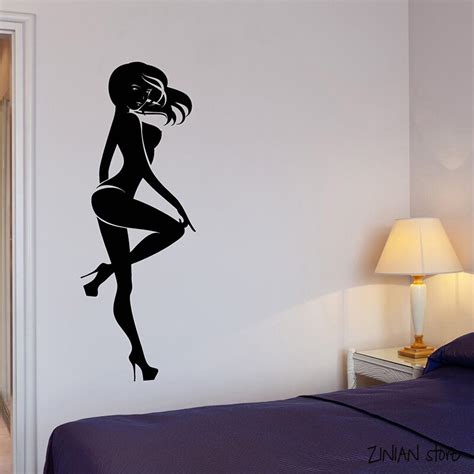 sexy woman silhouette wall decals dance striptease vinyl wall stickers