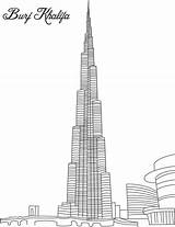 Burj Khalifa Coloring Building Kids Drawing sketch template