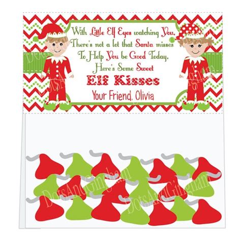 printable elf kisses bag toppers printable templates