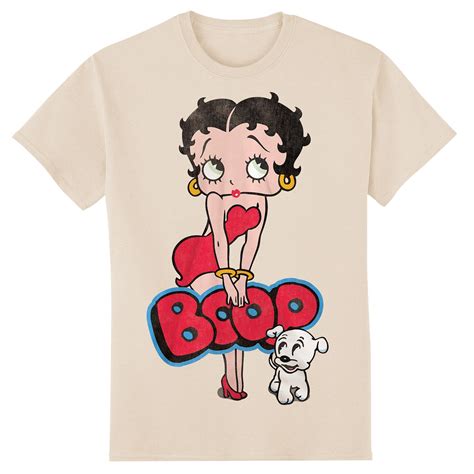 Iconic Sassy Betty Boop And Pudgy Soft Cotton Cream T Shirt