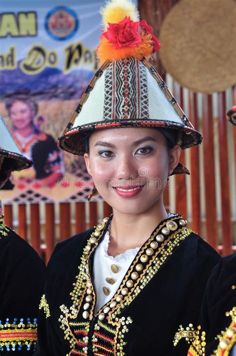 lovely girl of kadazan dusun tribe in traditional costumes