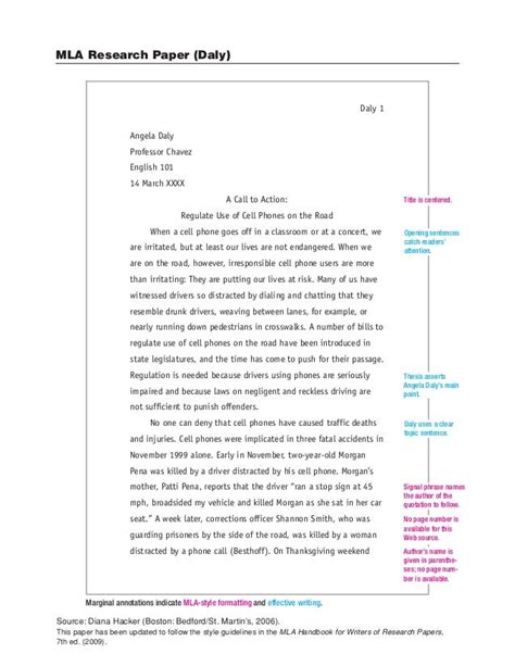 sample mla research paper