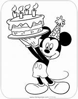 Mickey Birthday Mouse Coloring Pages Cake Disneyclips Pdf Serving sketch template