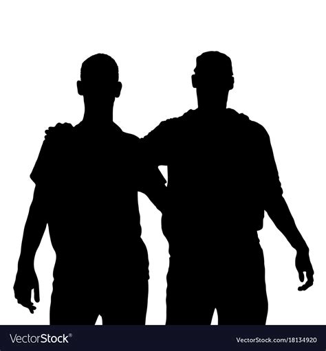 two men and embrace black silhouette royalty free vector