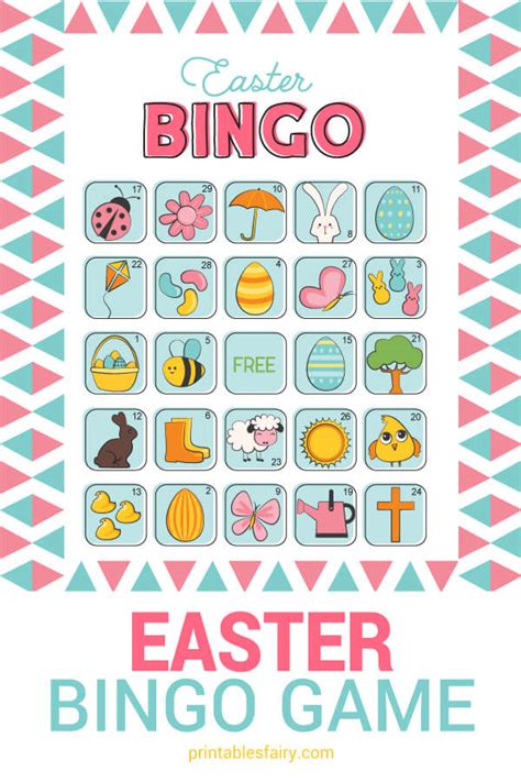 printable easter bingo game  printables fairy
