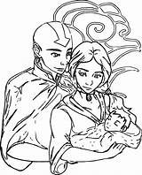 Avatar Aang Katara sketch template