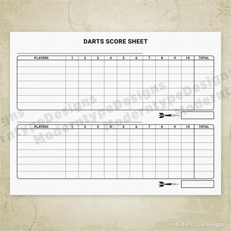 darts scoring sheet printable moderntype designs