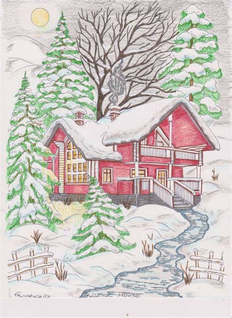 winter house aquarel