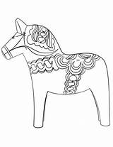 Dala Horse Coloring Swedish Sweden Pages Printable Template Scandinavian Christmas Supercoloring Crafts Pattern Categories Folk Choose Board sketch template