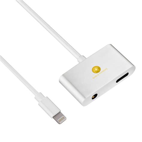 lightning adapter cable dual function lightning  mm headphone jack adapter cable