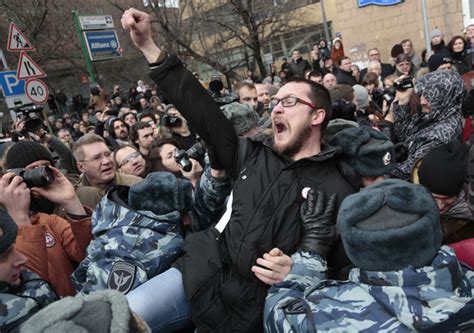 hundreds detained in moscow at unsanctioned rallies over