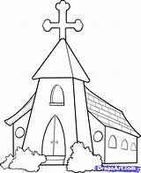 Iglesias Cartoon Line Colorir Igreja Desenhos Dragoart Religiosos sketch template