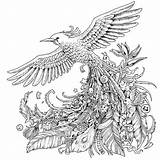 Coloring Pages Phoenix Adult Colouring Animals Bird Para Feather Book Colorear Printable Rosanes Kerby Animales Adults Mandalas Ups Difficult Grown sketch template