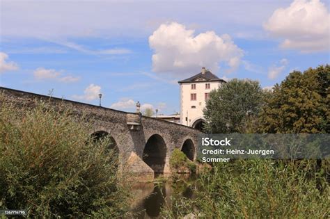 lahn bridge  limburg  der lahn stock photo  image  ancient arch