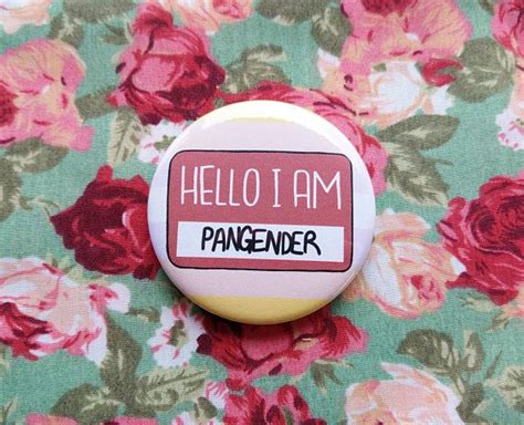 hello i am pangender badge gender identity pins etsy