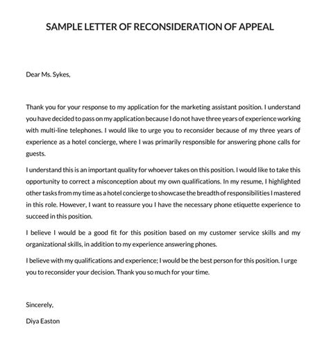 letter  appeal  reconsideration  samples