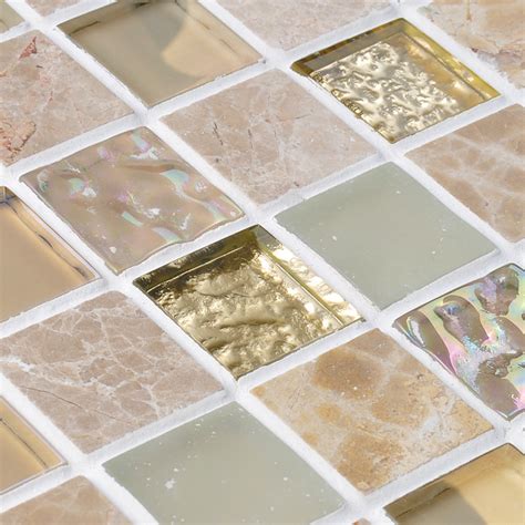 Crystal Glass Mirror Tile Backsplash Stone And Glass Blend