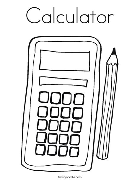 calculator coloring page twisty noodle