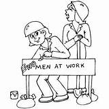 Woman Work Coloring Construction Printable sketch template