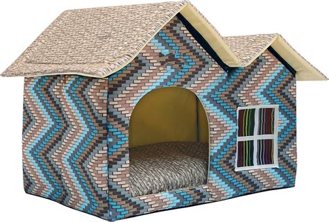 wowowmeow portable pet indoor soft dog house bed removable cushion included foldable small dog