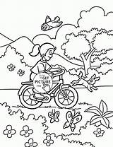 Coloring Bike Riding Pages Bicycle Girl Kids Spring Rides Comments sketch template