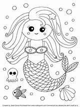 Mermaid Coloring Cute sketch template