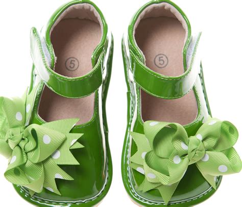 girl polka dot solid green patent add  bow squeaky shoes toddler size   ebay