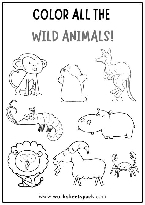 animal coloring page   words color   wild animals