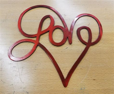 love heart metal wall art plasma cut home decor gift idea valentines