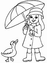 Coloring Umbrella Pages Spring Girl sketch template