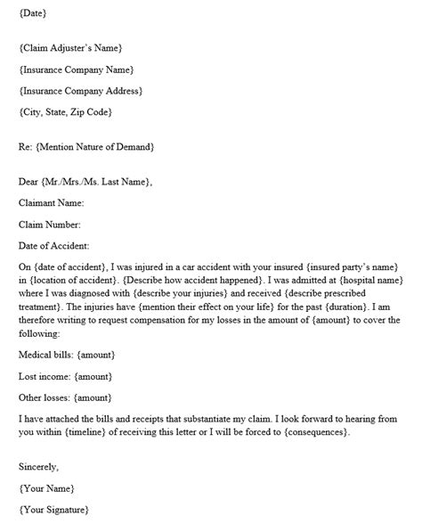 sample car accident demand letter word