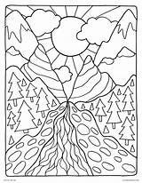 Coloring Pages Landscape Mountain Nature Adults Scene Earth Erosion Detailed Printable Color Kids Scenery Drawing Landscapes Book Mountains Scenes Pass sketch template
