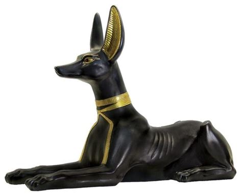 11 Inch Large Egyptian Anubis Statue Hand Painted In Black And Gold