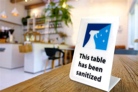 sanitized table tent sign plastic sales service