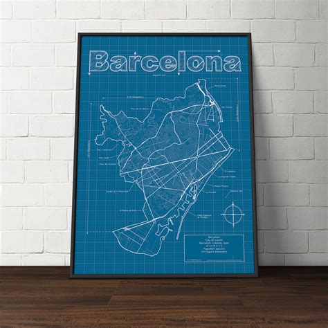 barcelona spain wall map blueprint style maphazardly barcelona map art barcelona map map art