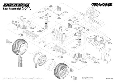 rustler vxl   rear assembly exploded view traxxas