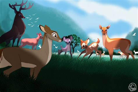 Bambi And The Herd Deer Cartoon Bambi Disney Bambi Art