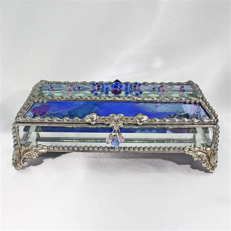 Jewel Encrusted Glass Jewelry Box Stained Glass Box Treasure Box